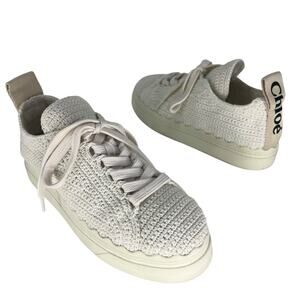 Chloe Lauren Crochet Sneakers in White